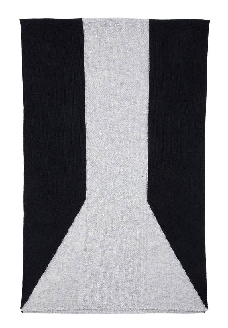 Loevenich Kaschmir-Mütze + Schal mit geometrischem Muster - Schwarz Top Angebot
