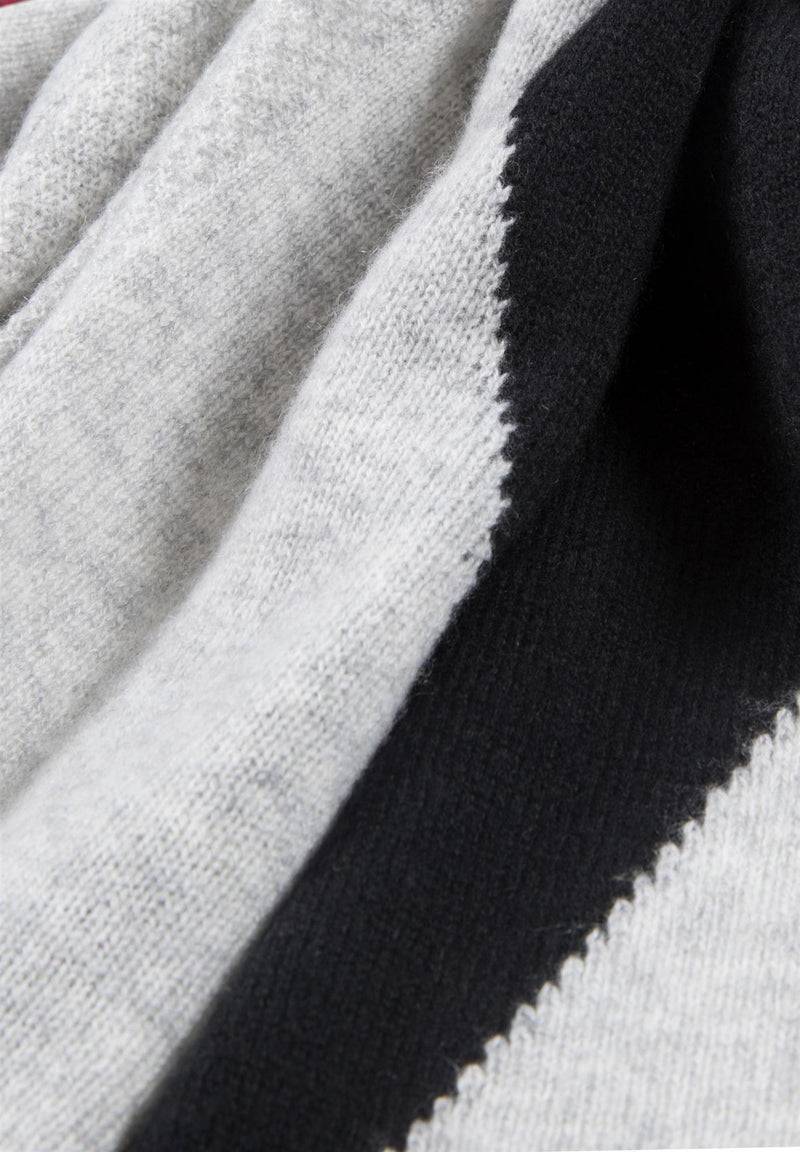 Loevenich Kaschmir-Mütze + Schal mit geometrischem Muster - Schwarz Top Angebot