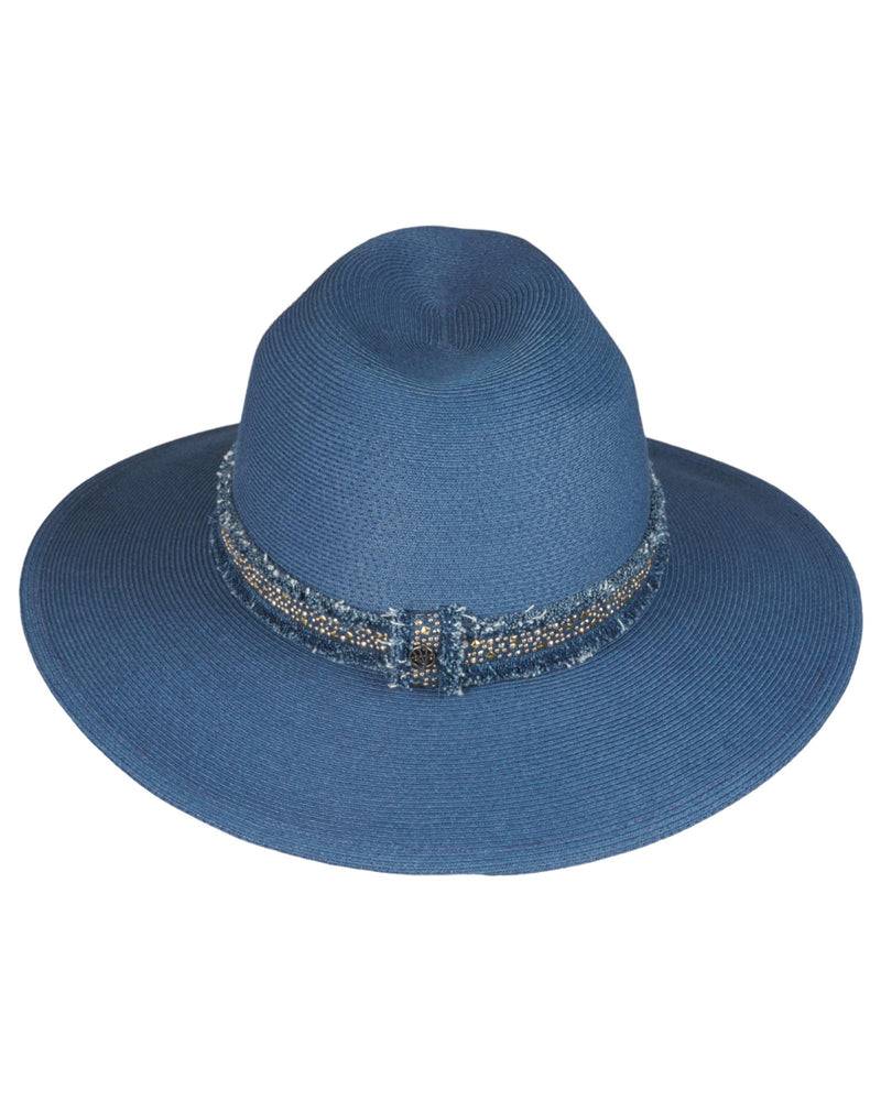 Loevenich großer Fedora mit Glitzersteinchen-Indigo Sonderangebot der Fabrik