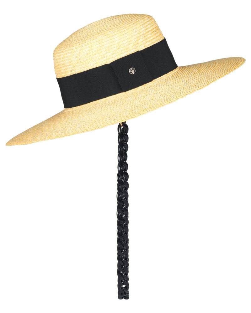 Loevenich Matelot-Strohhut mit Kette-Natur-Schwarz Im Verkauf