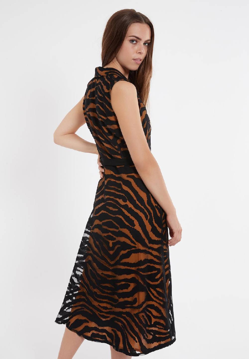 Ana Alcazar Blusenkleid Zapa Schwarz-Braun Zeitlich begrenztes Angebot