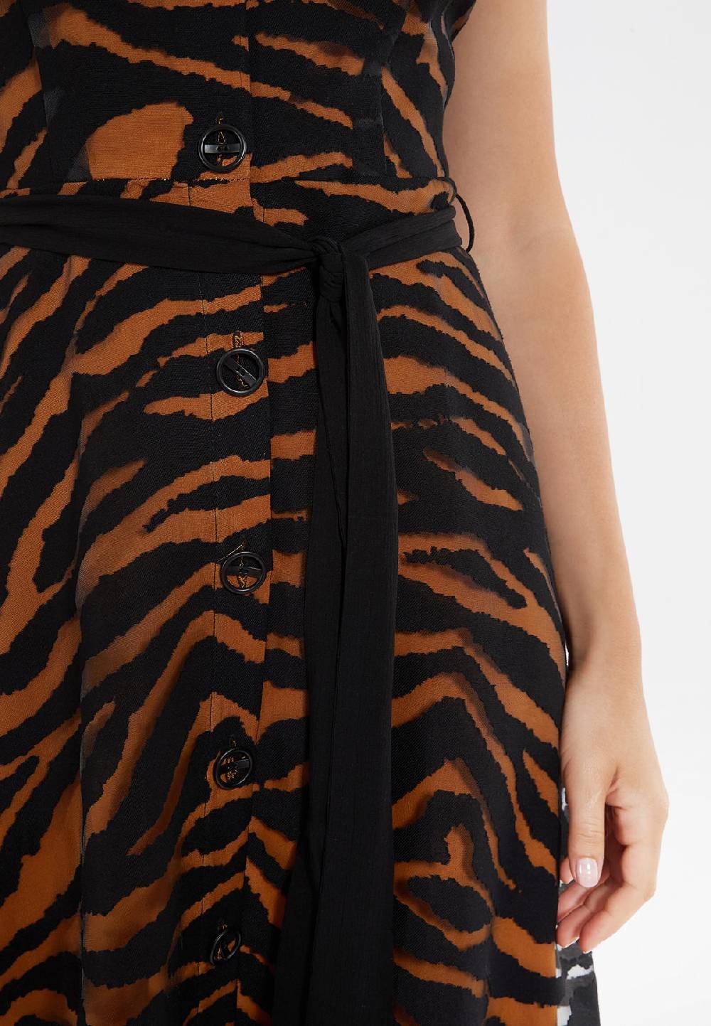 Ana Alcazar Blusenkleid Zapa Schwarz-Braun Zeitlich begrenztes Angebot