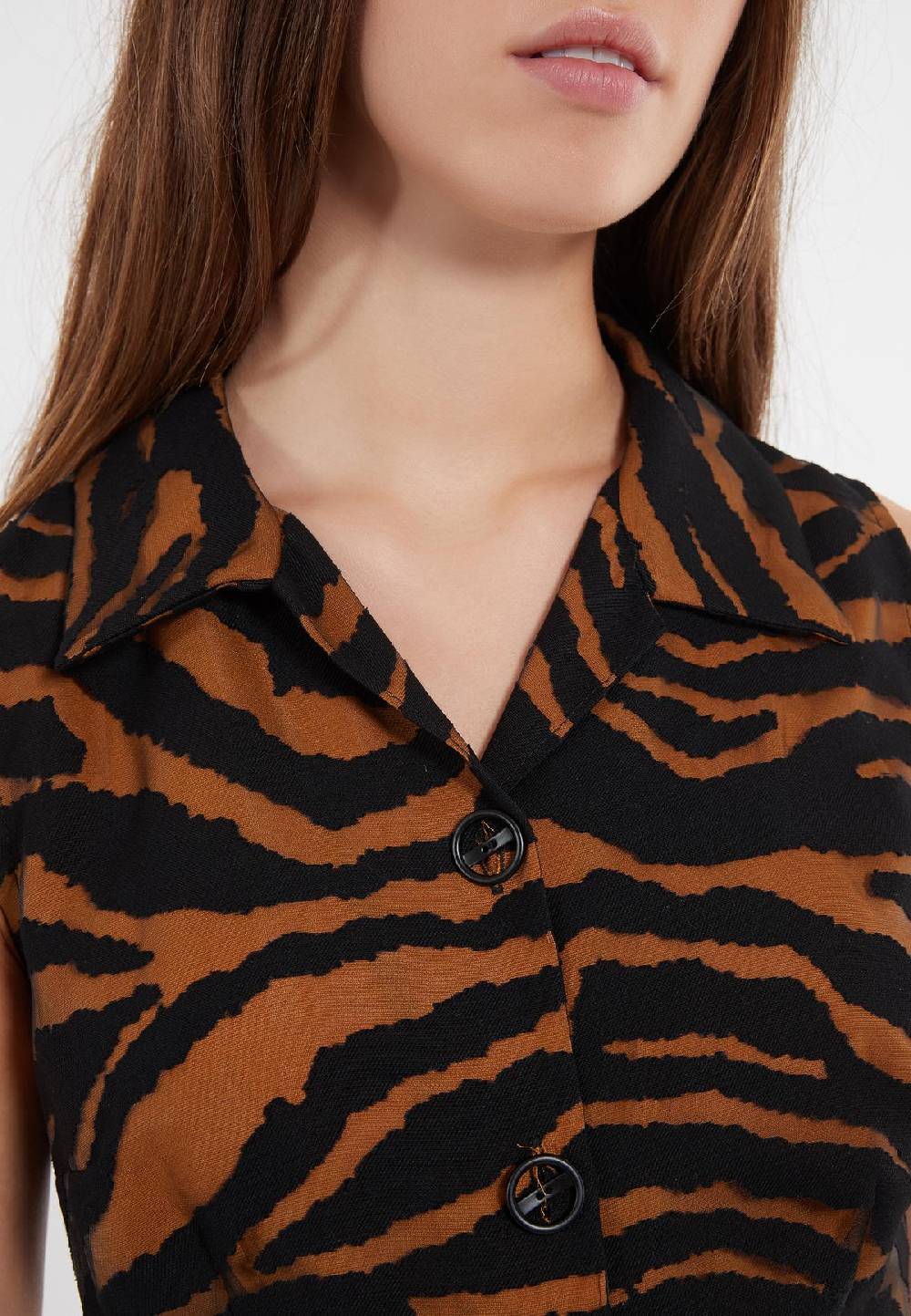 Ana Alcazar Blusenkleid Zapa Schwarz-Braun Zeitlich begrenztes Angebot