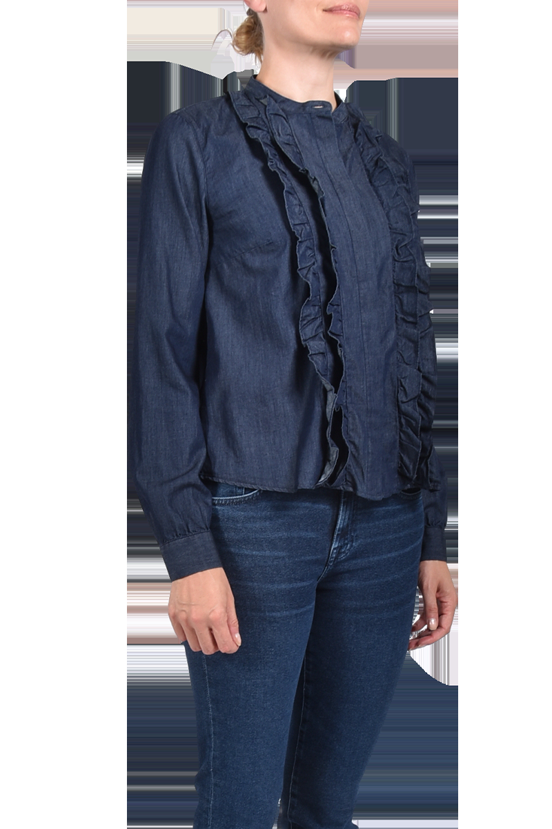 SOSUE Denim-Bluse mit Rüschen "Ruffle" von SoSUE Super Rabatt