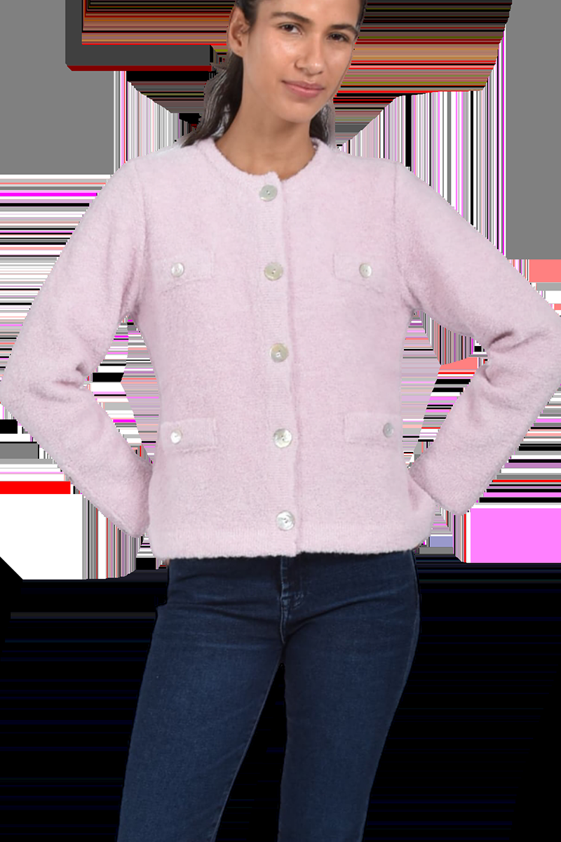 Pierre Claire Exquisite Bouclé-Strickjacke mit Rundhalsausschnitt von Pierre Claire 2025