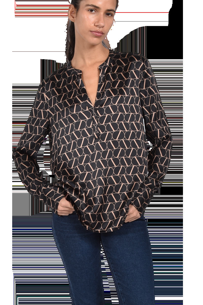 INSIEME Seidenbluse mit V-Ausschnitt und "I" Logo-Druck von INSIEME Top Angebot
