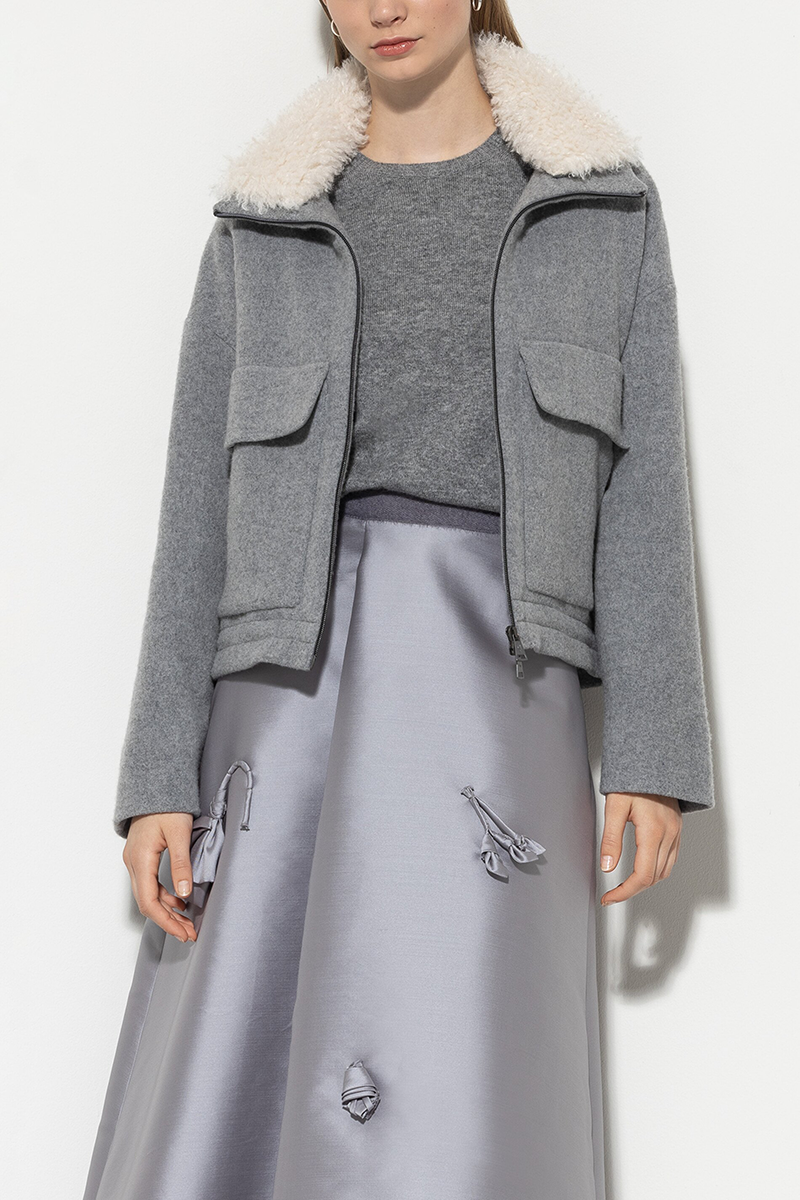 LUISA CERANO Blouson aus Woll-Mix mit Teddykragen von LUISA CERANO Fabrikverkauf