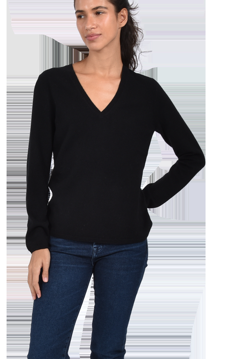 INSIEME Klassischer V-Ausschnitt-Pullover aus 100% Cashmere mit Maschendetail im Rücken von INSIEME Black Friday