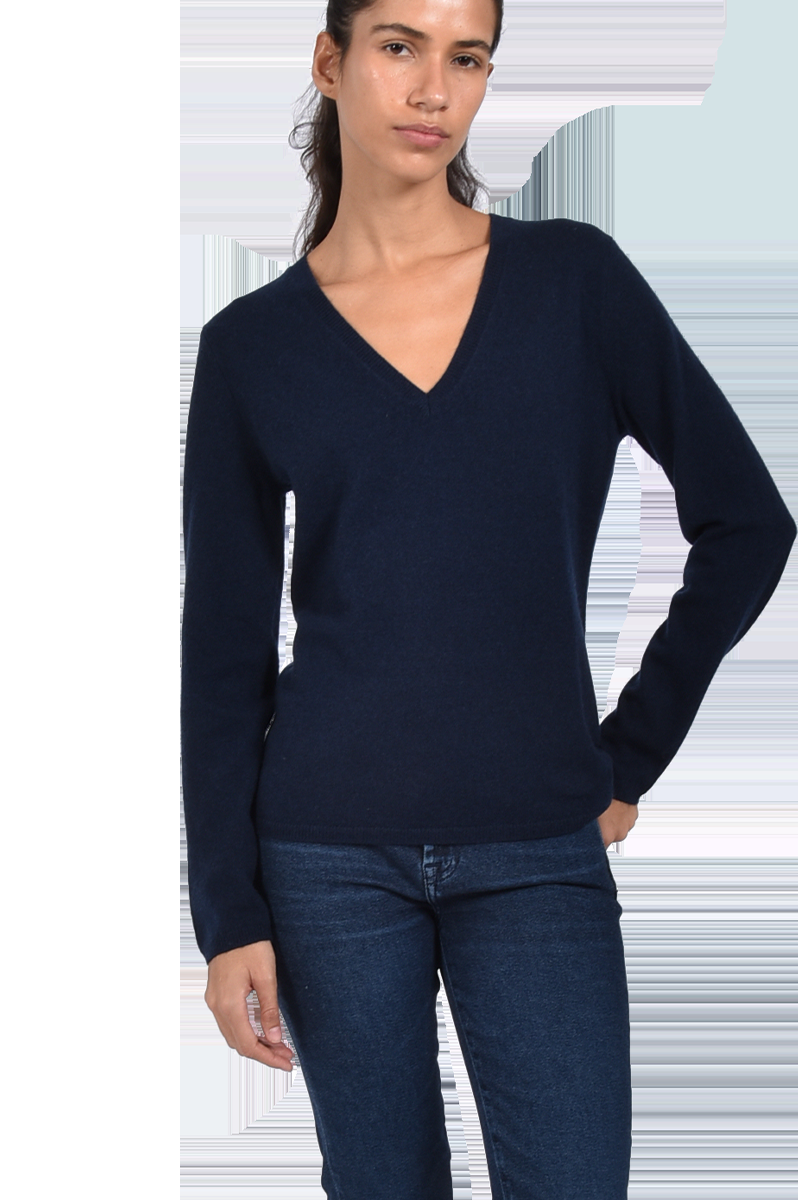 INSIEME Klassischer V-Ausschnitt-Pullover aus 100% Cashmere mit Maschendetail im Rücken von INSIEME Cyber Monday