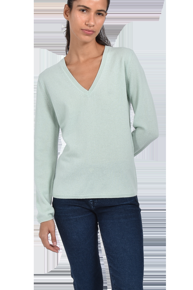 INSIEME Klassischer V-Ausschnitt-Pullover aus 100% Cashmere mit Maschendetail im Rücken von INSIEME Weihnachtsangebot