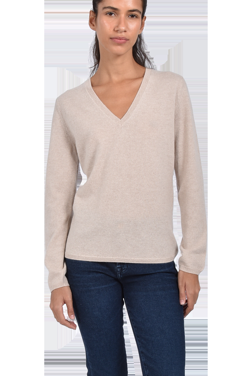 INSIEME Klassischer V-Ausschnitt-Pullover aus 100% Cashmere mit Maschendetail im Rücken von INSIEME Muttertagsangebot