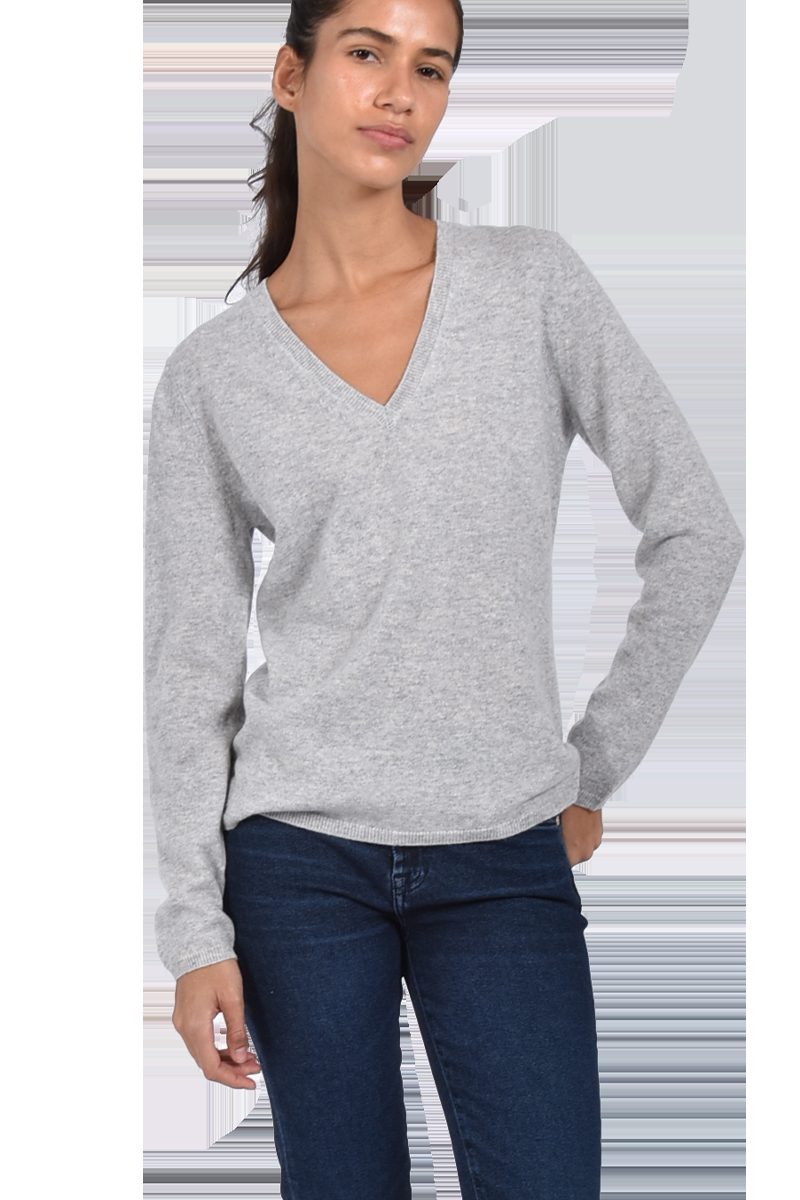 INSIEME Klassischer V-Ausschnitt-Pullover aus 100% Cashmere mit Maschendetail im Rücken von INSIEME Vatertagsangebot
