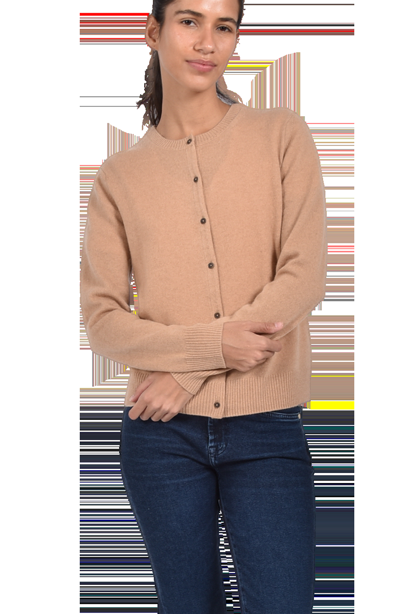 INSIEME Klassische Rundhalsjacke aus 100% Kaschmir mit breitem Bund und senkrechtem Maschendetail im Rücken von INSIEME Lagerräumung