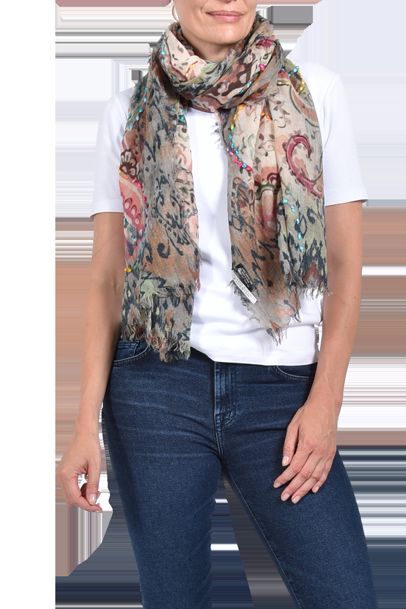MEL&DAVIS Bestickter Wollschal mit Paisleymuster von MEL&DAVIS Speichern exportieren