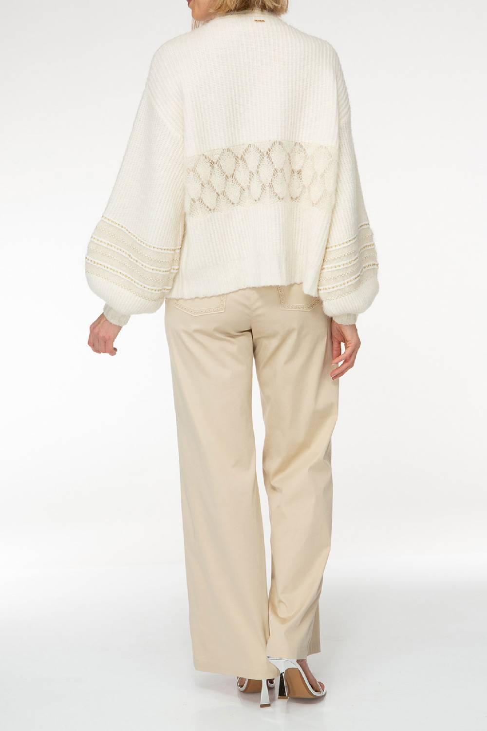 IVI GmbH SOLID KNIT Cardigan mit Zier-Crochet weiß Heißer Verkauf