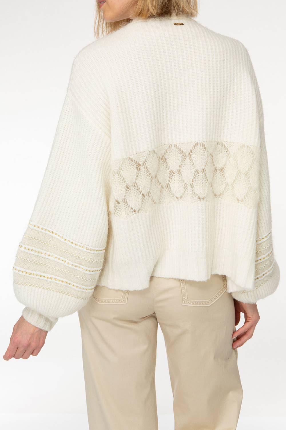 IVI GmbH SOLID KNIT Cardigan mit Zier-Crochet weiß Heißer Verkauf
