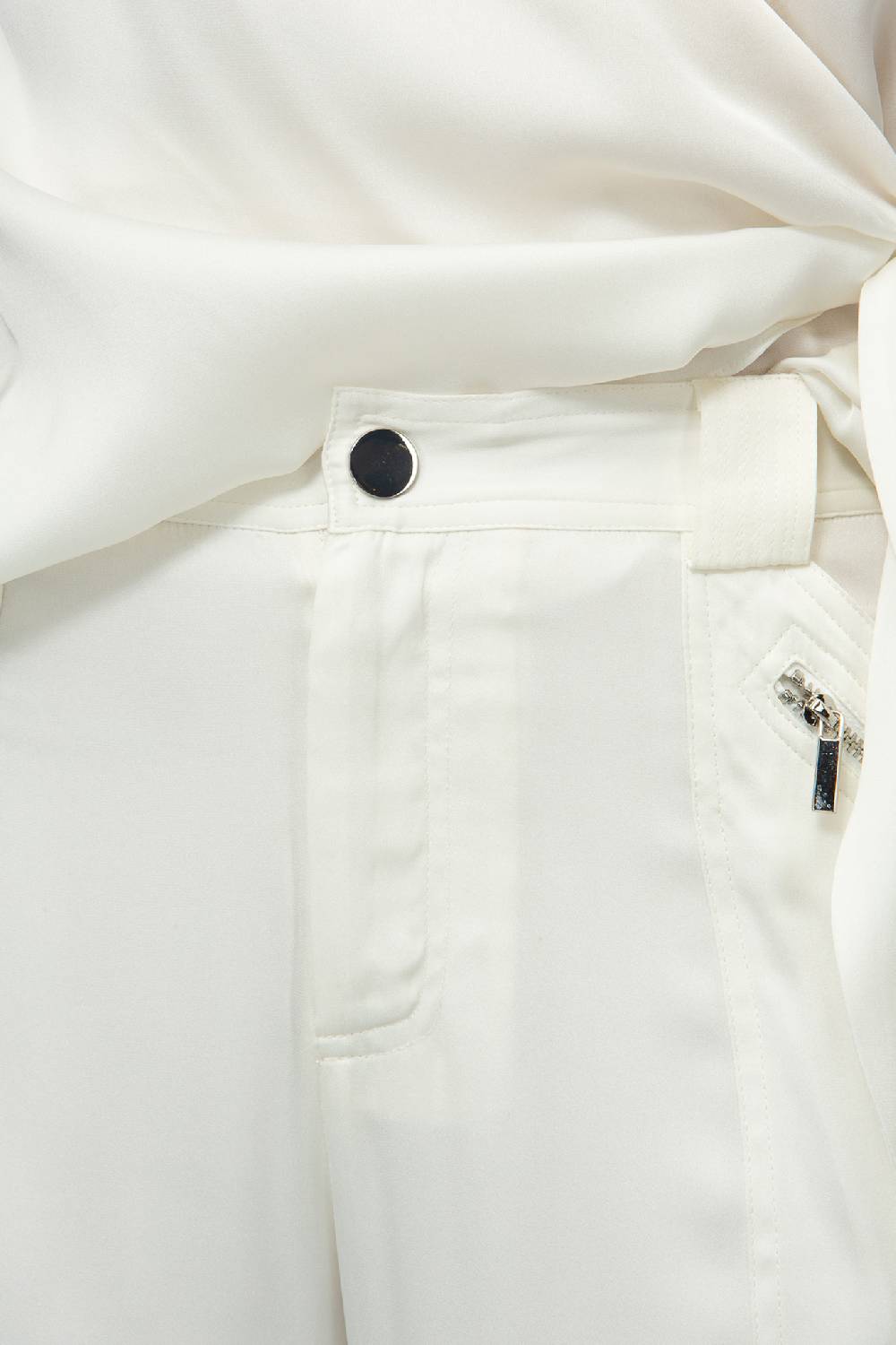 IVI GmbH SOLID SILK Seidenhose mit Cargo-Details weiß Top Angebot