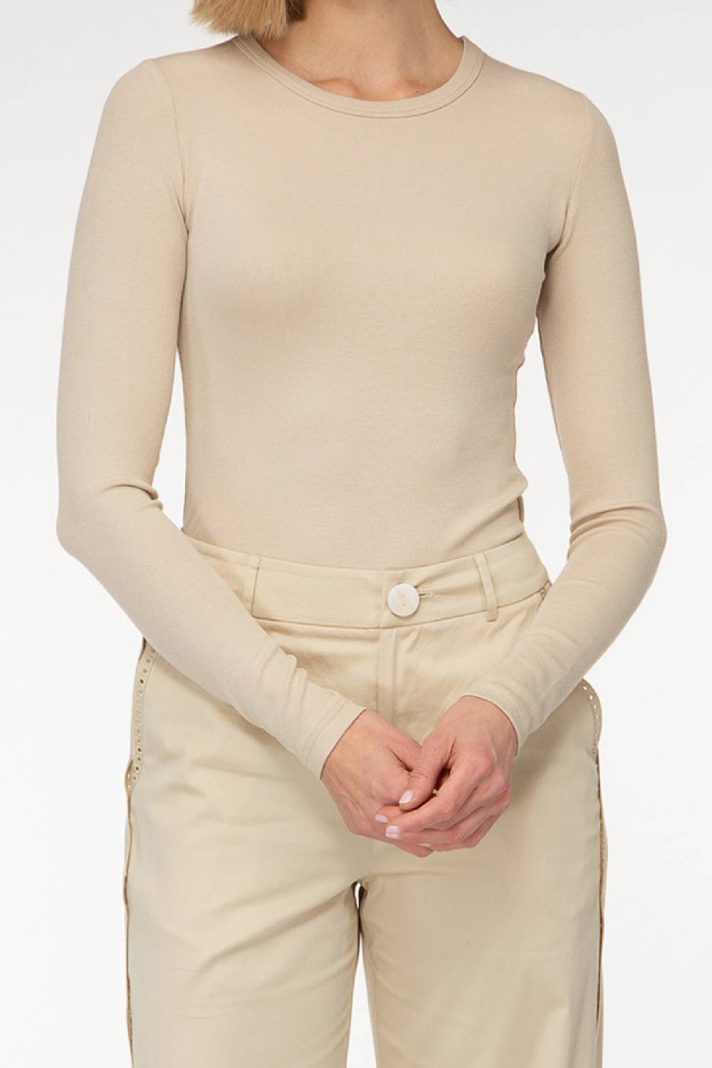 IVI GmbH ESSENTIAL Langarmshirt mit hohem Rundhalsausschnitt taupe Zeitlich begrenztes Angebot