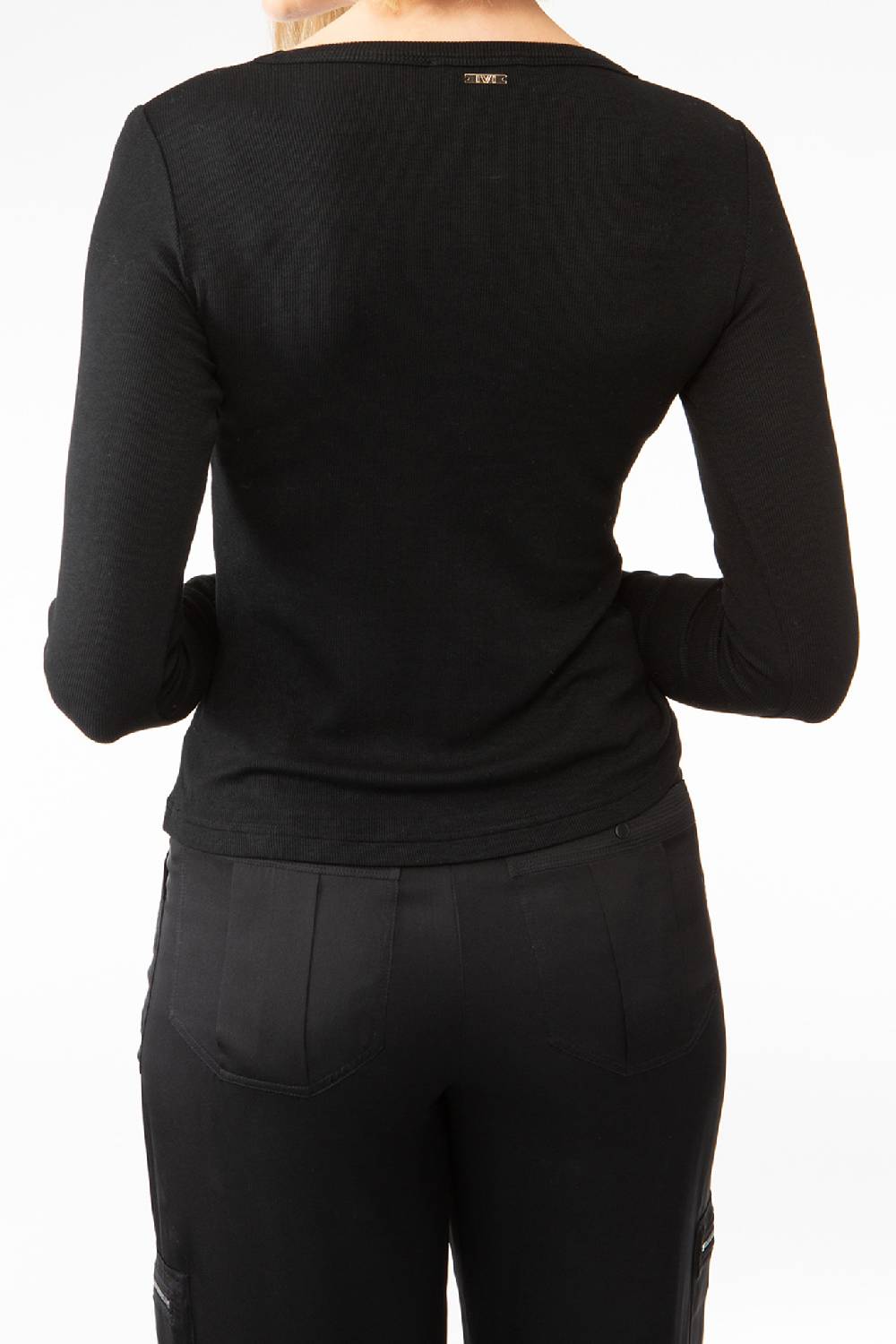 IVI GmbH ESSENTIAL Langarmshirt mit hohem Rundhalsausschnitt schwarz Räumungsverkauf
