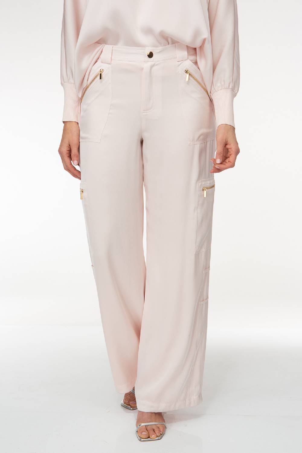 IVI GmbH SOLID SILK Seidenhose mit Cargo-Details rosé Letzte 2 Tage