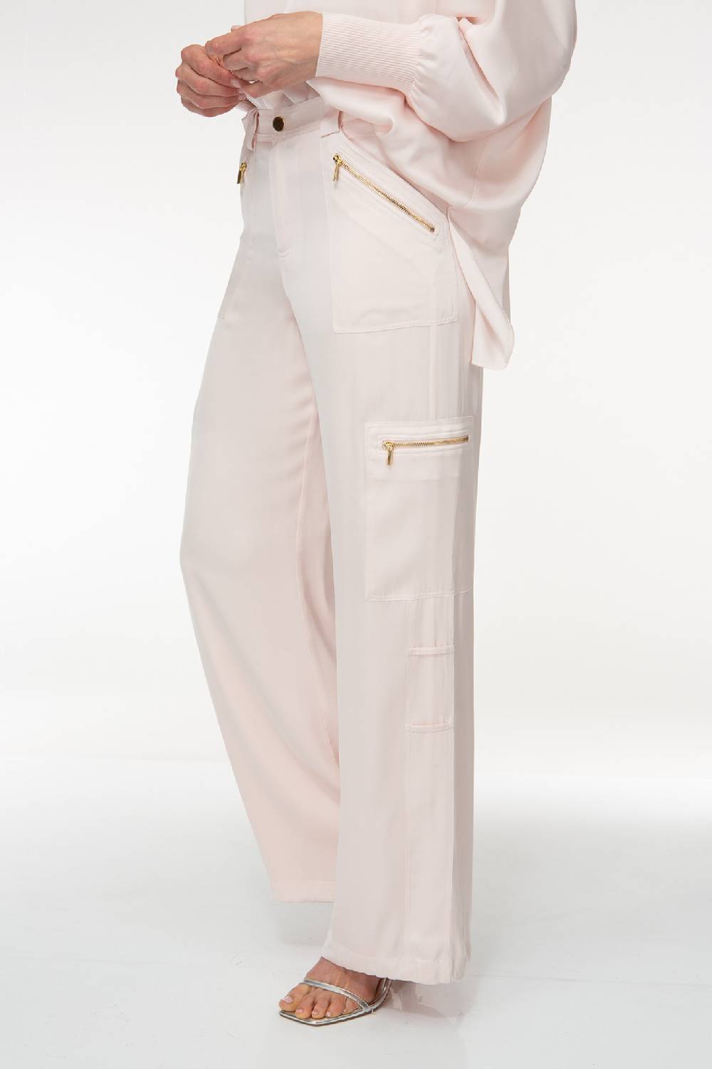 IVI GmbH SOLID SILK Seidenhose mit Cargo-Details rosé Letzte 2 Tage