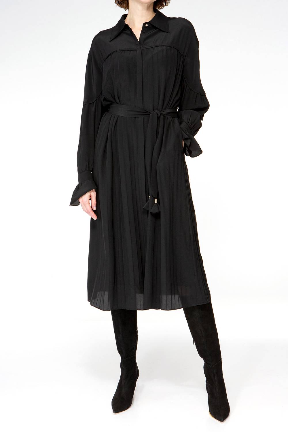 IVI GmbH FANCY Plissé Kleid aus Seiden-Georgette schwarz Nur noch ein Tag übrig