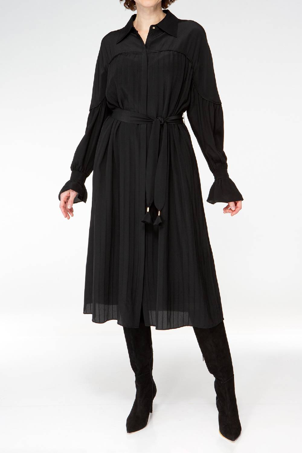 IVI GmbH FANCY Plissé Kleid aus Seiden-Georgette schwarz Nur noch ein Tag übrig