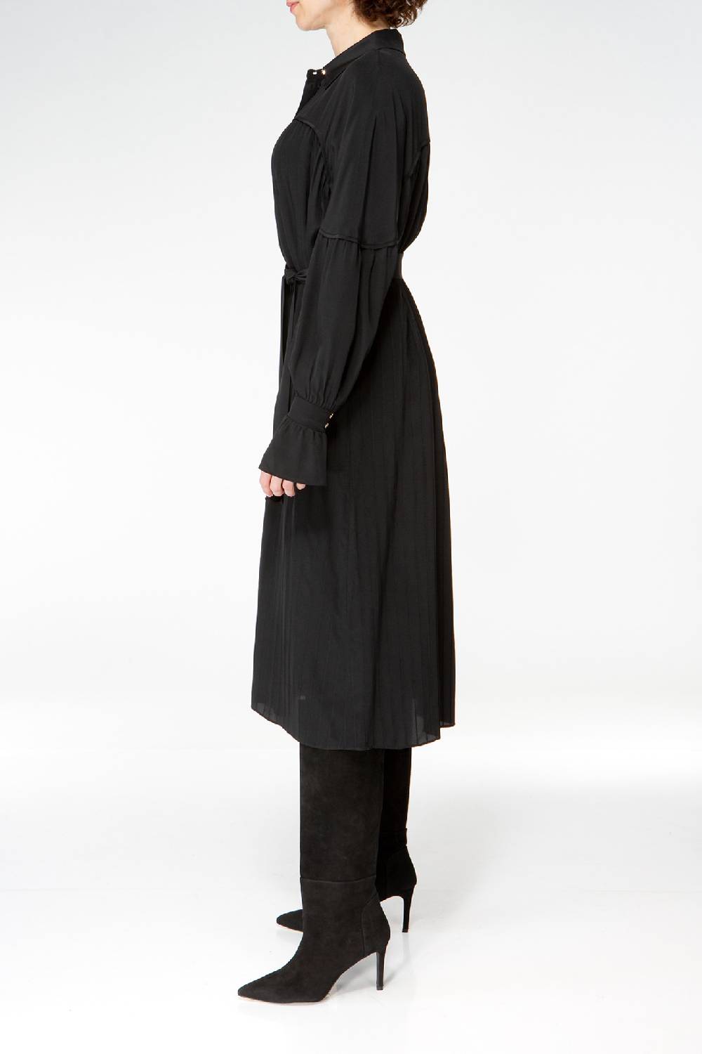 IVI GmbH FANCY Plissé Kleid aus Seiden-Georgette schwarz Nur noch ein Tag übrig