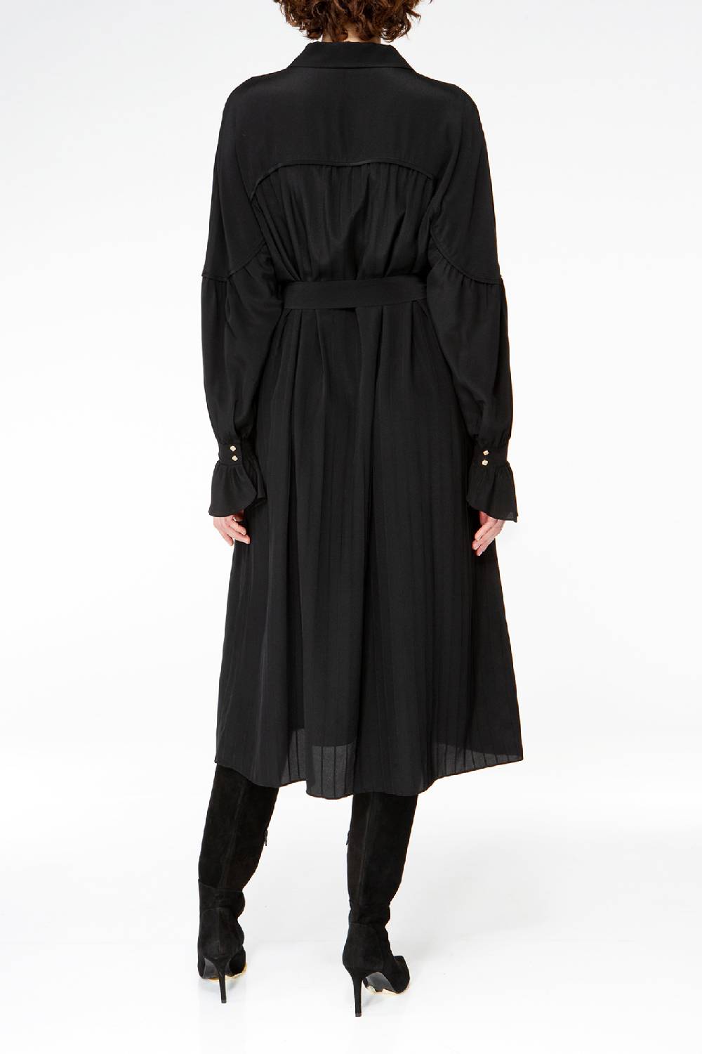 IVI GmbH FANCY Plissé Kleid aus Seiden-Georgette schwarz Nur noch ein Tag übrig