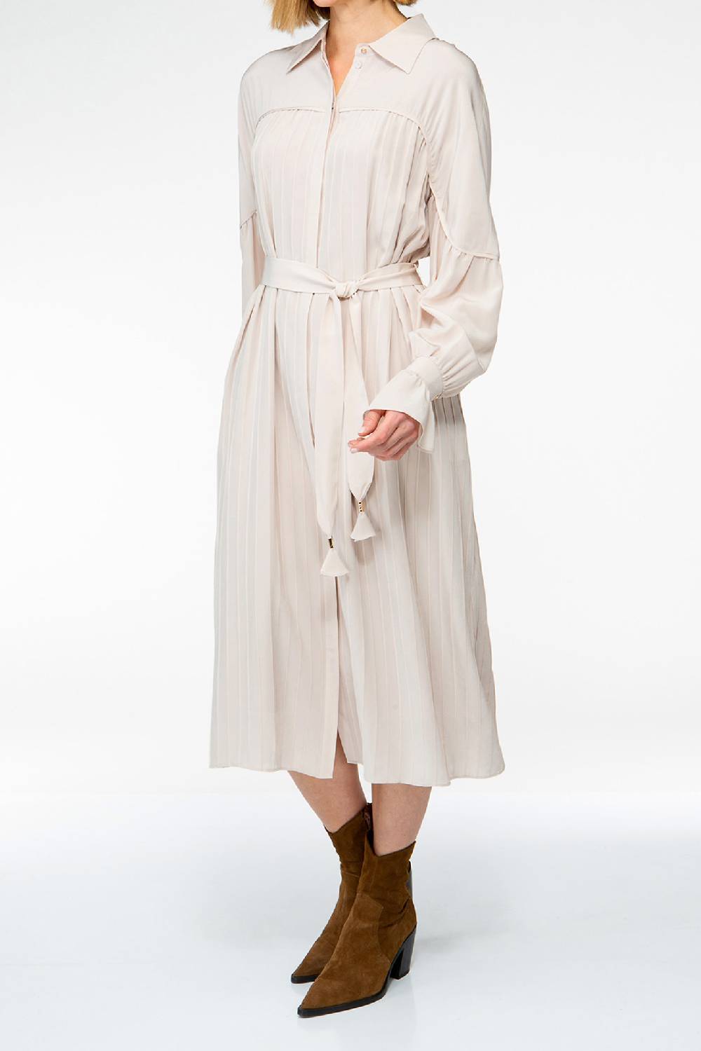 IVI GmbH FANCY Plissé Kleid aus Seiden-Georgette taupe Super Rabatt