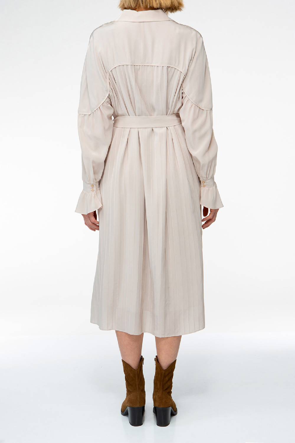 IVI GmbH FANCY Plissé Kleid aus Seiden-Georgette taupe Super Rabatt