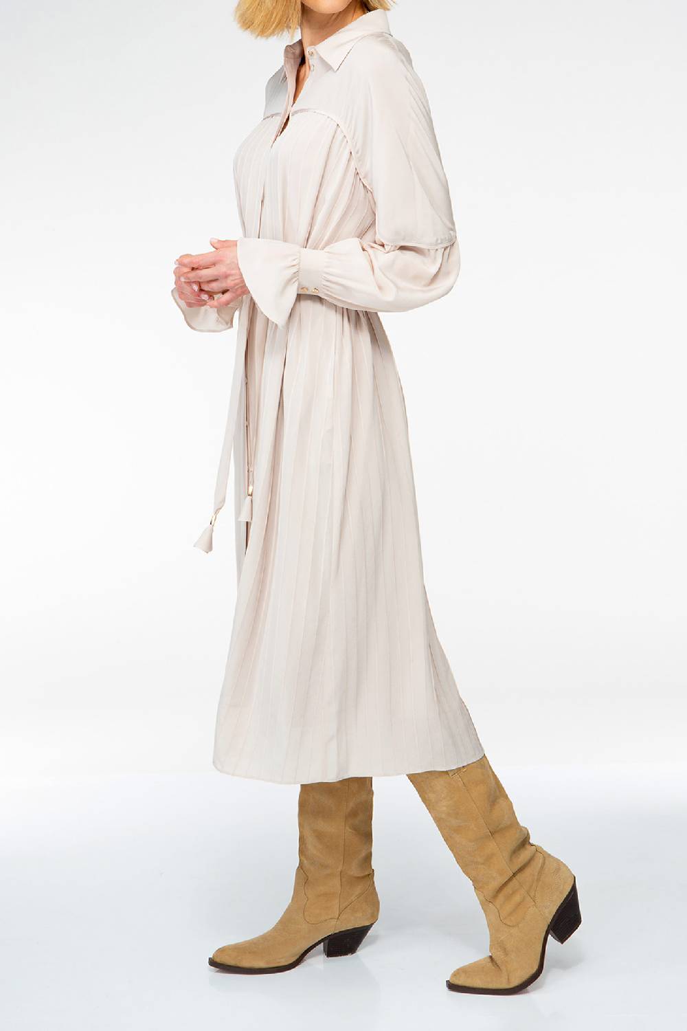 IVI GmbH FANCY Plissé Kleid aus Seiden-Georgette taupe Super Rabatt