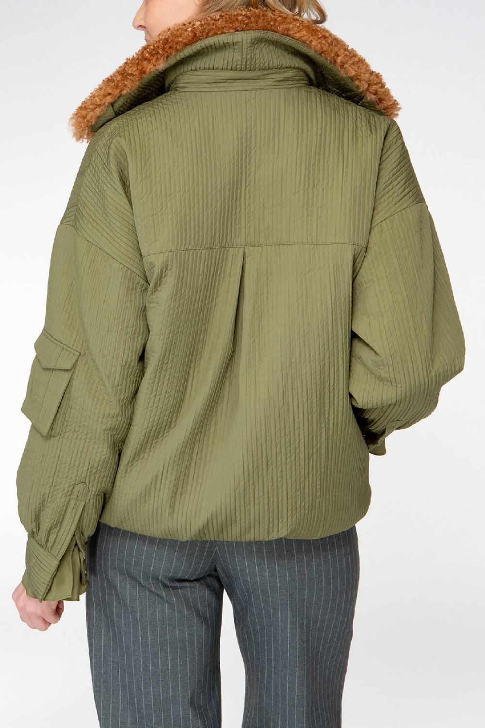 IVI GmbH OUTERWEAR Pilotenjacke mit Fake-Fur Kragen oliv Outlet