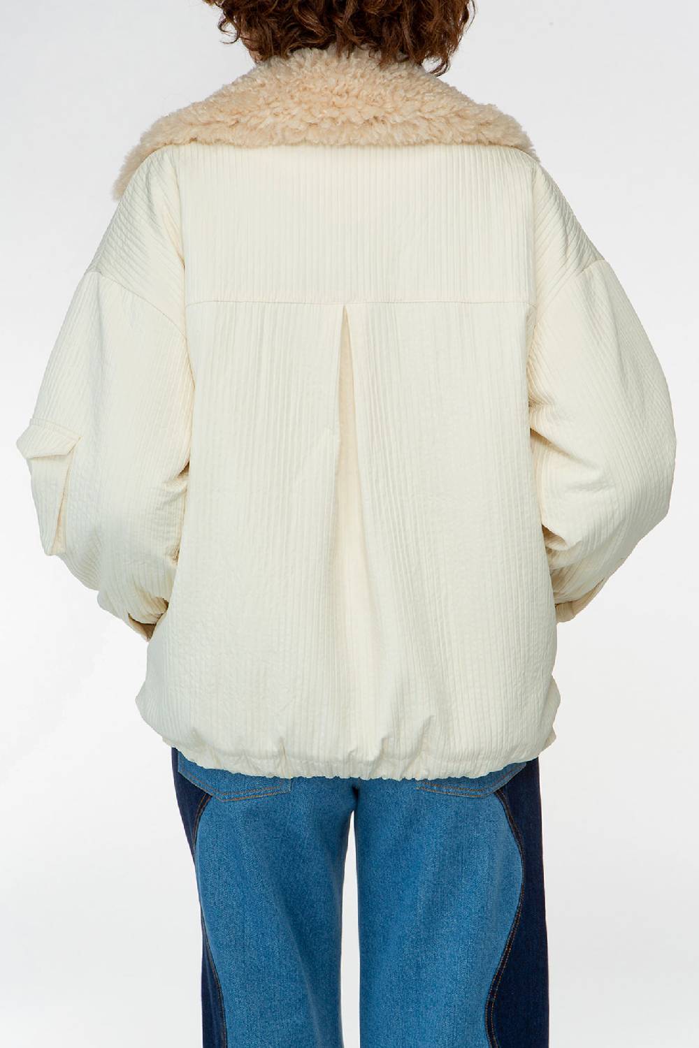 IVI GmbH OUTERWEAR Pilotenjacke mit Fake-Fur Kragen creme-weiß Auslauf