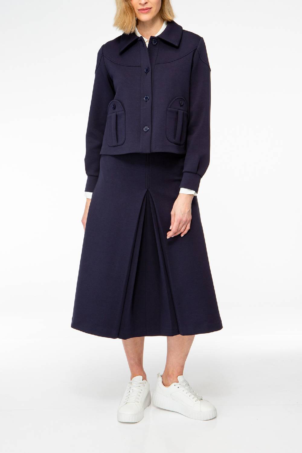 IVI GmbH SOLID JERSEY Kurze Jacke im Boxy Fit navy Schlussverkauf