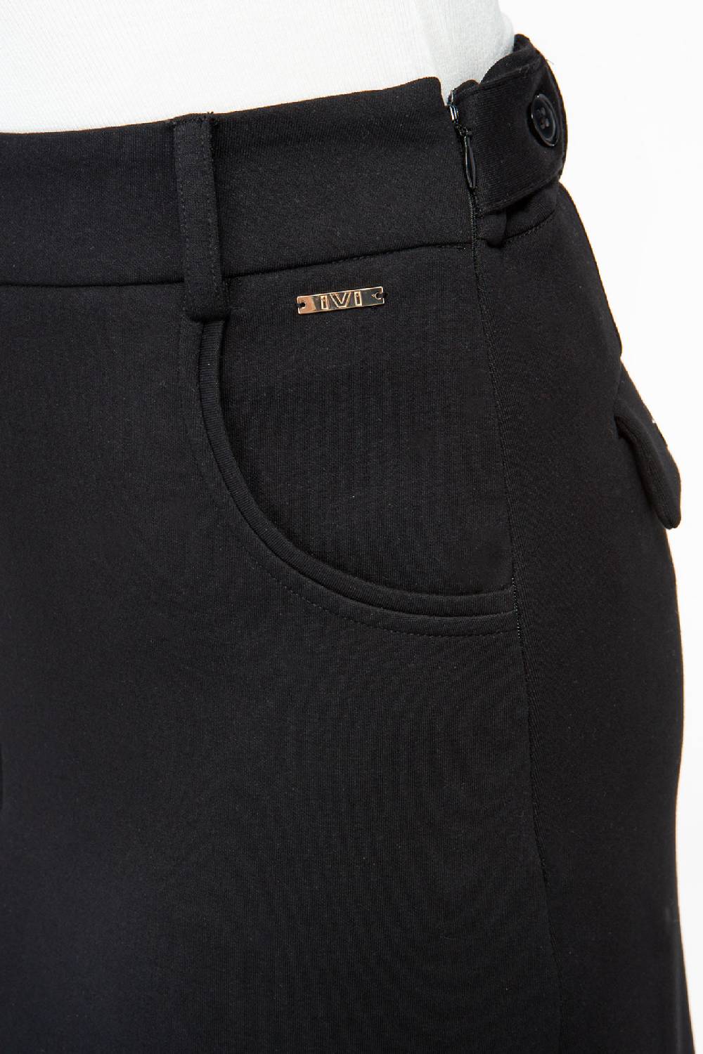 IVI GmbH SOLID JERSEY Midirock mit Kellerfalte schwarz Fabrik Onlineshop