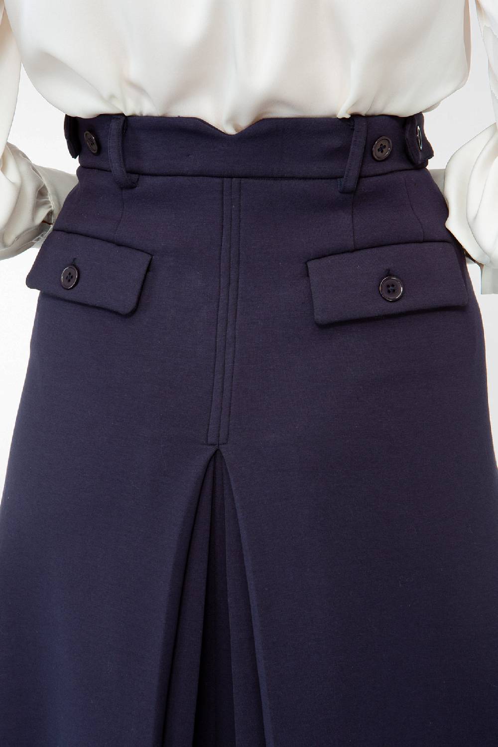 IVI GmbH SOLID JERSEY Midirock mit Kellerfalte navy Fabrikpreis