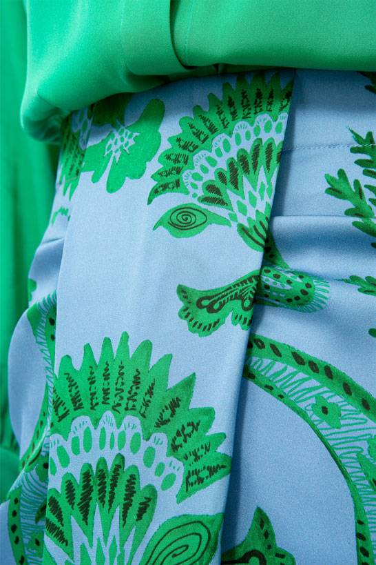 IVI GmbH CORAL FLOWER Seidenrock mit Print ocean Sonderangebot