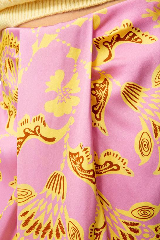 IVI GmbH CORAL FLOWER Seidenrock mit Print pink Großer Ausverkauf
