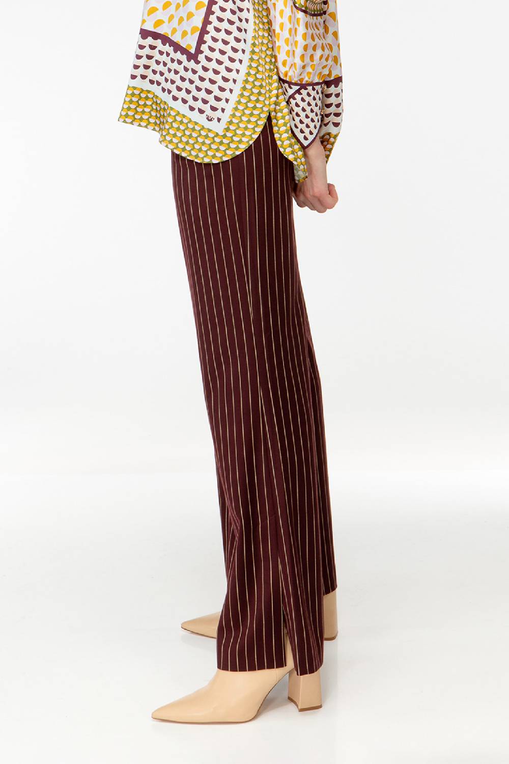 IVI GmbH PINSTRIPE Anzughose mit weitem Bein aubergine Weihnachtsangebot