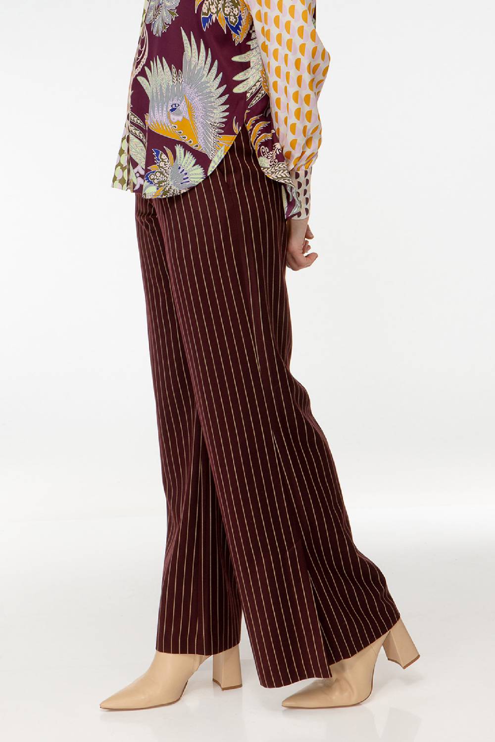 IVI GmbH PINSTRIPE Anzughose mit weitem Bein aubergine Weihnachtsangebot