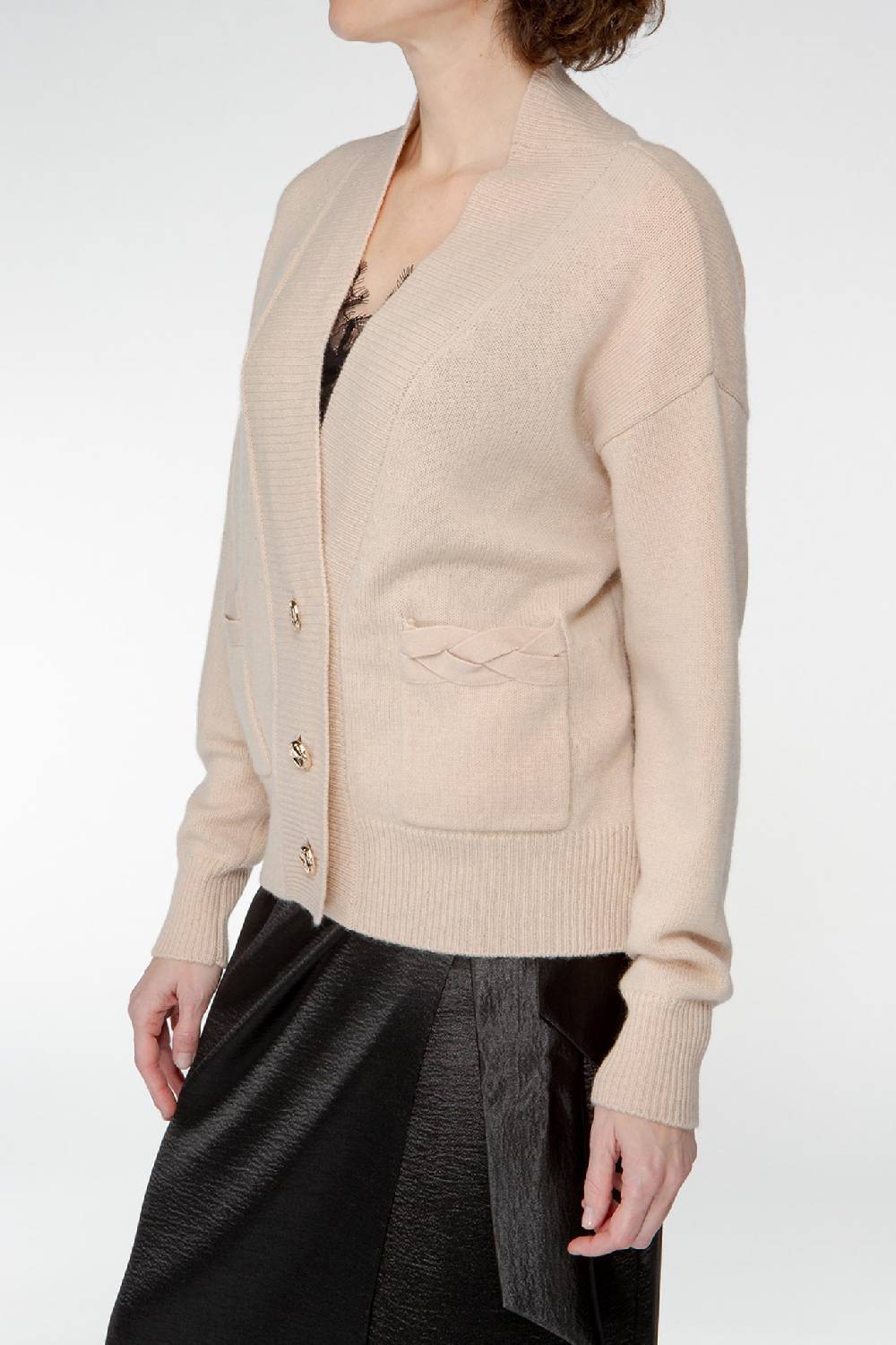 IVI GmbH SOLID KNIT Cardigan mit aufgesetzten Taschen sand Lagerräumung