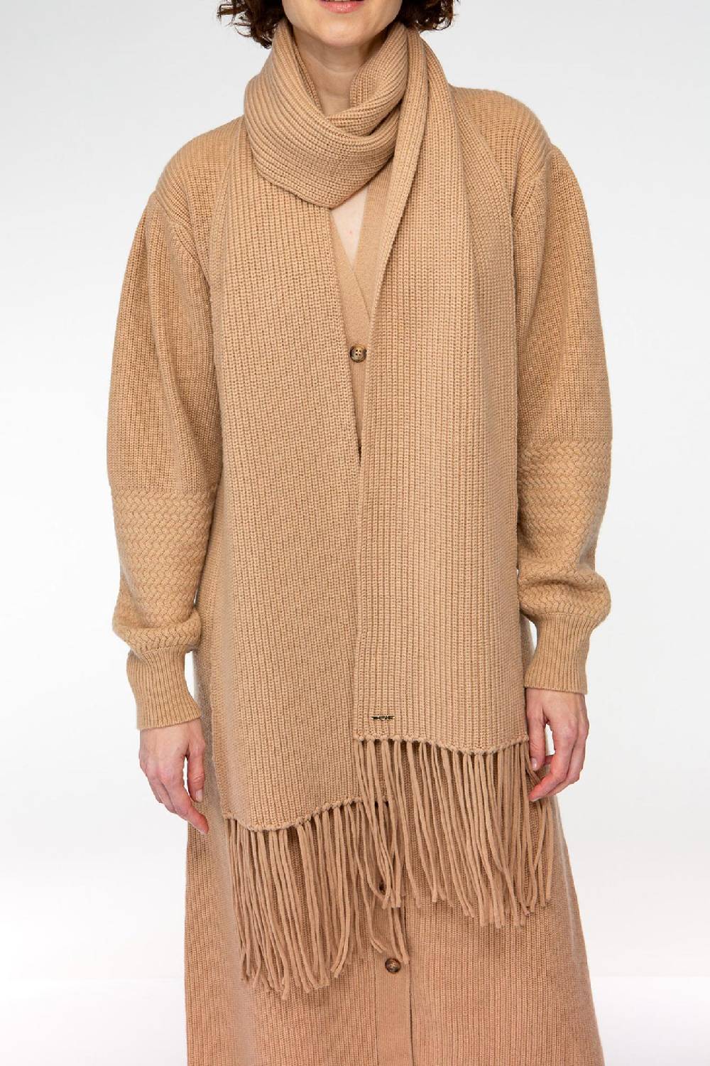 IVI GmbH SOLID KNIT Langer Schal mit Fransen camel Zeitlich begrenztes Angebot