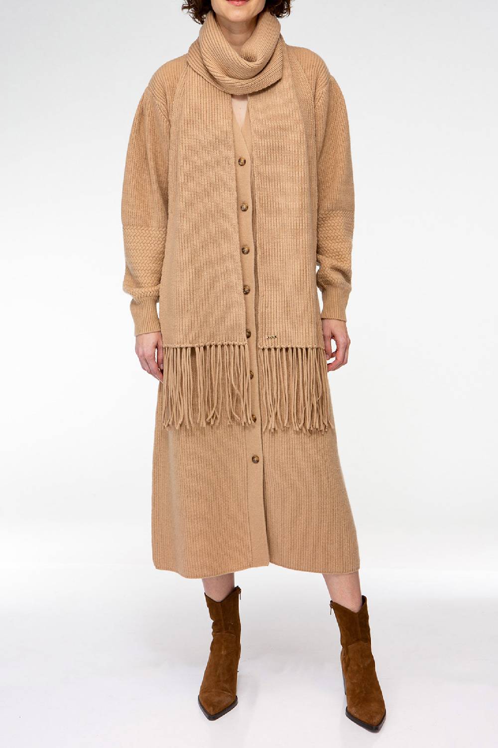 IVI GmbH SOLID KNIT Langer Schal mit Fransen camel Zeitlich begrenztes Angebot