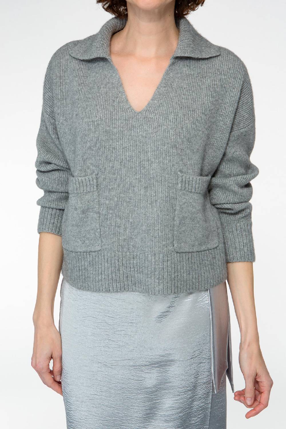 IVI GmbH SOLID KNIT Pullover im Troyer-Look grau-melange Clearance-Verkauf