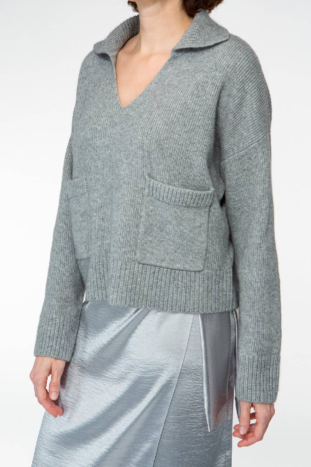 IVI GmbH SOLID KNIT Pullover im Troyer-Look grau-melange Clearance-Verkauf