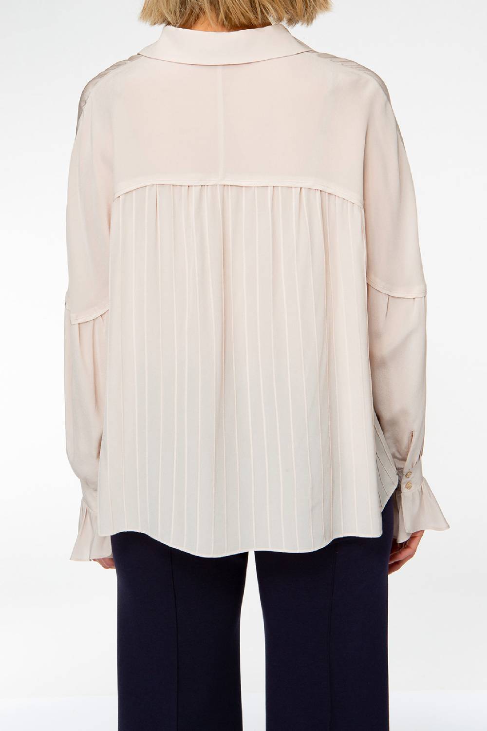 IVI GmbH FANCY Plissé Bluse aus Seiden-Georgette taupe Rabatte dieses Monats