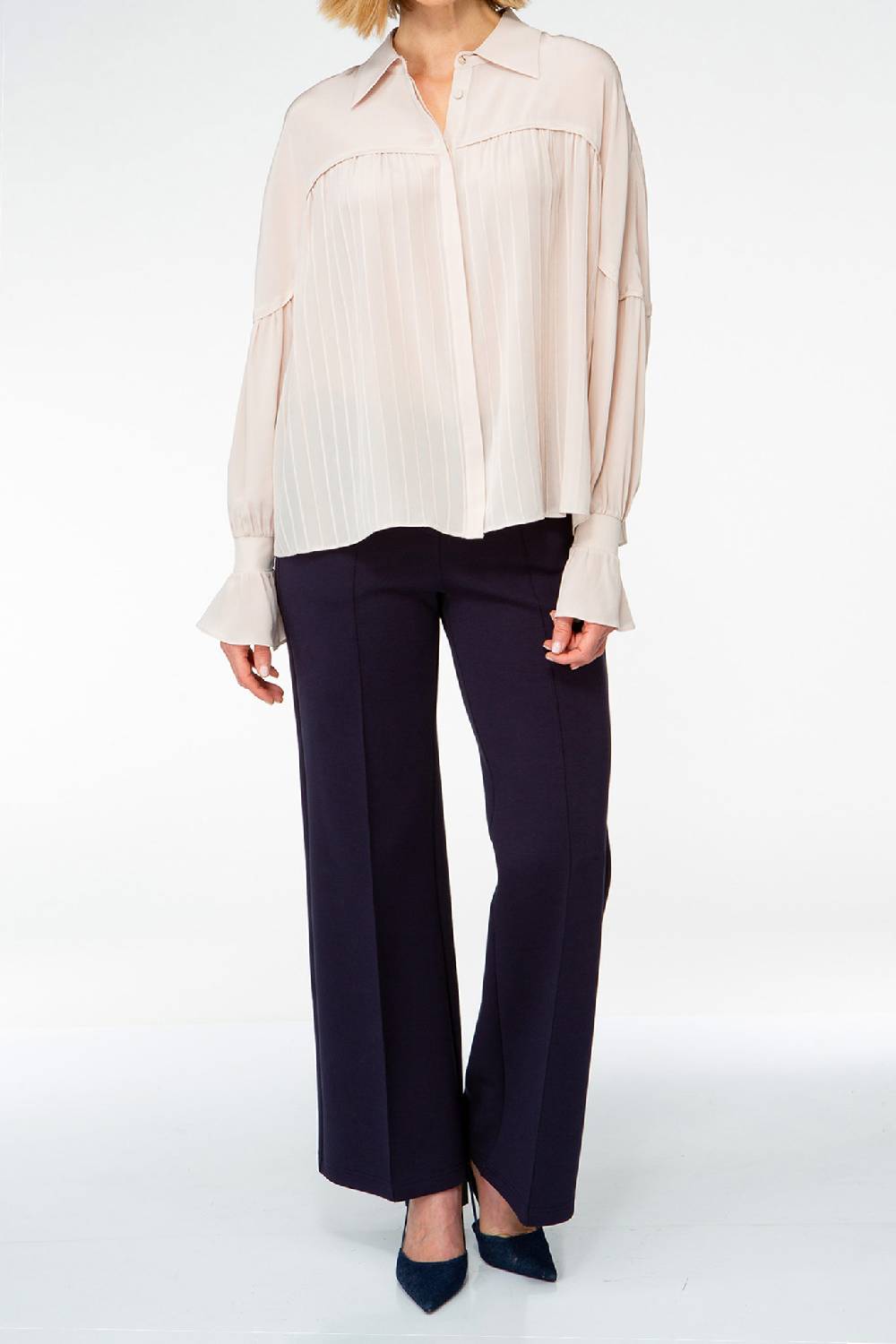 IVI GmbH FANCY Plissé Bluse aus Seiden-Georgette taupe Rabatte dieses Monats