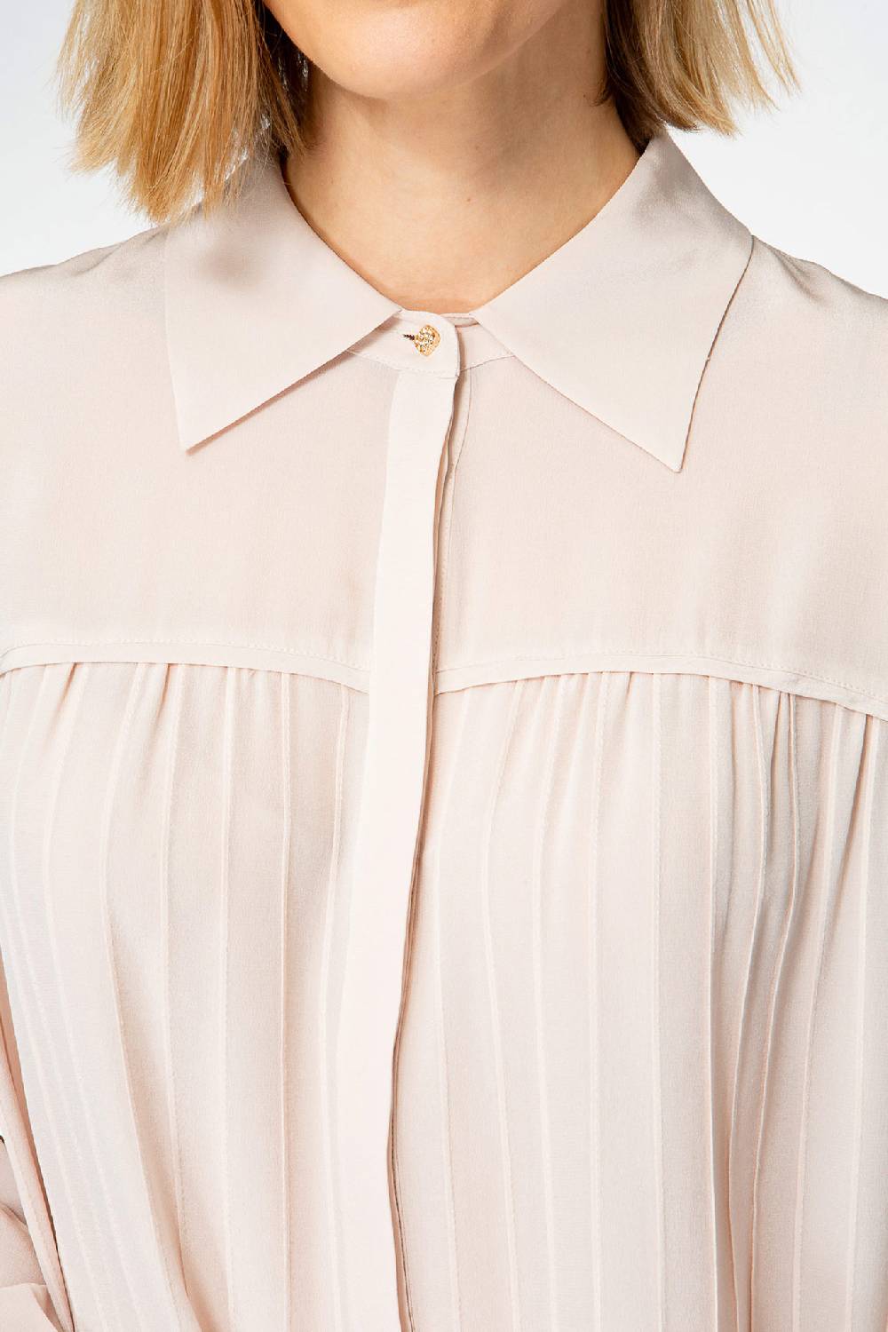 IVI GmbH FANCY Plissé Bluse aus Seiden-Georgette taupe Rabatte dieses Monats