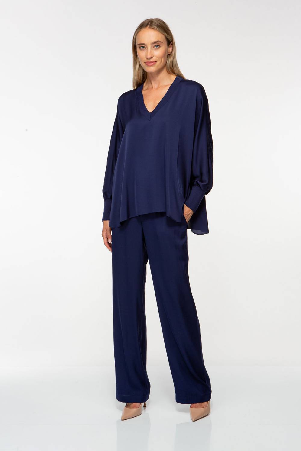 IVI GmbH SOLID SILK Tunika navy Fabrikpreis